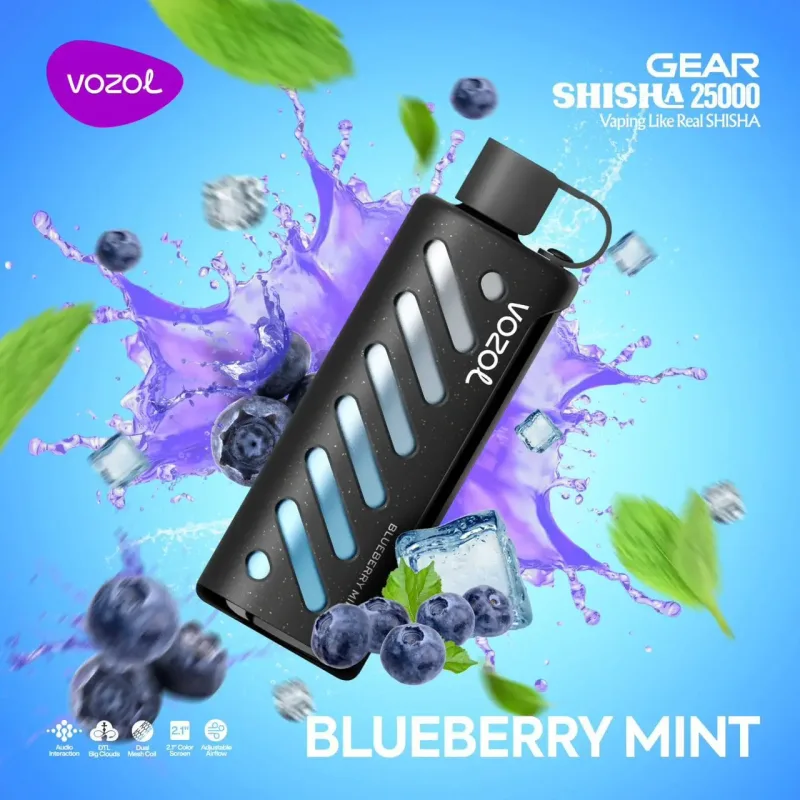 Blueberry Mint-Vozol Gear Shisha 25000 Puffs (25,000Puffs & 3MG)
