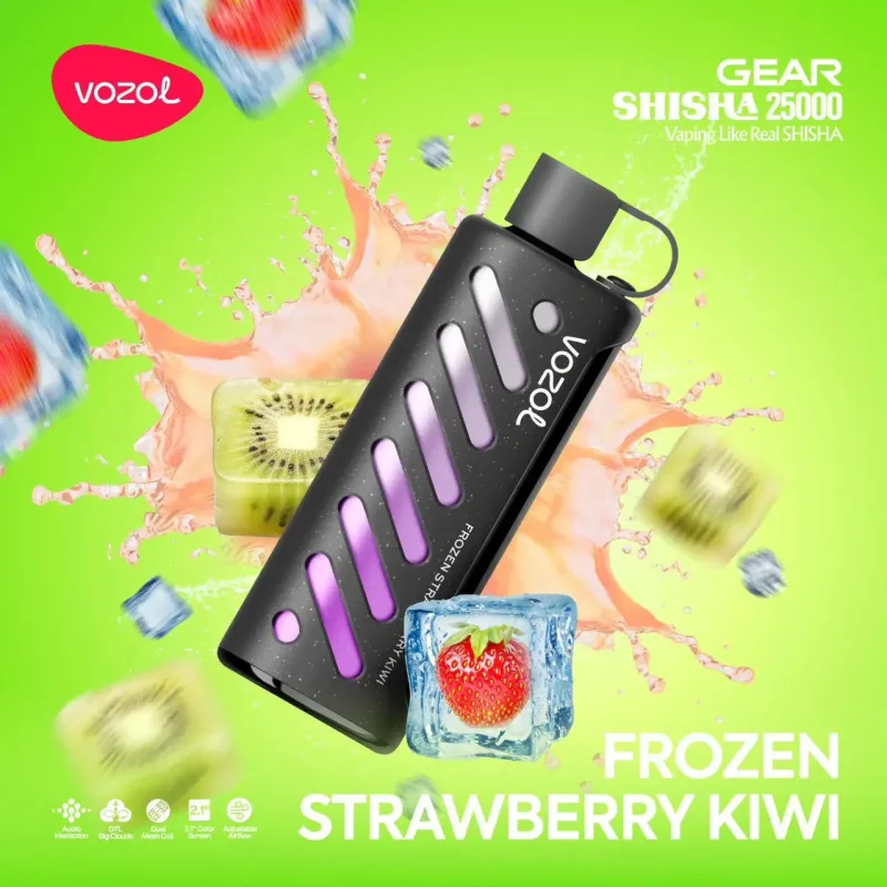 vozol gear strawberry kiwi Frozen Strawberry Kiwi-Vozol Gear Shisha 25000 Puffs (25,000Puffs & 3MG)