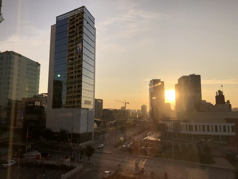 The morning sun in down-town Ulaan Batar, Mongolia