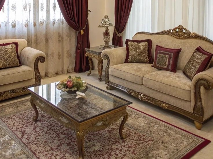 Burgundy Tufted Settee