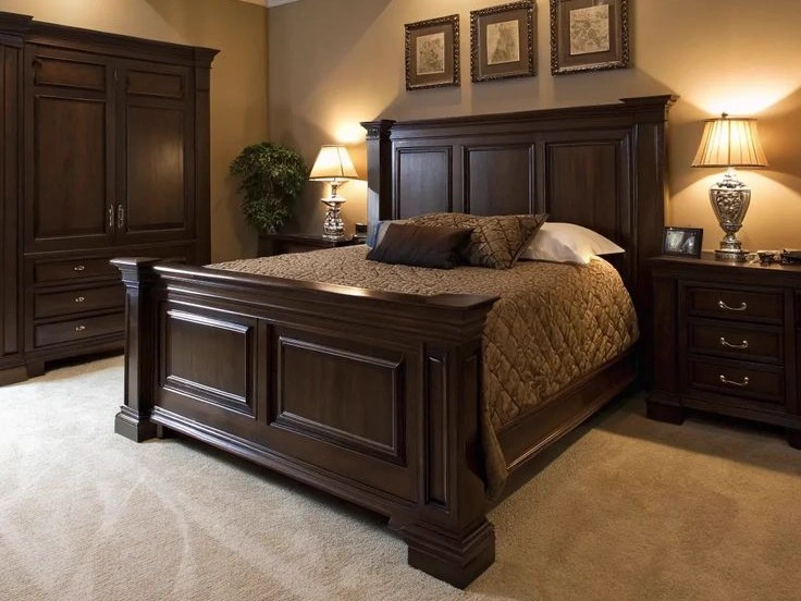 Dark Paneled Simple Bed