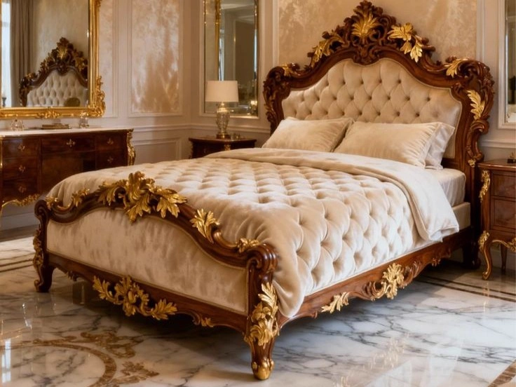 Royal Gold Tufted Bedroom