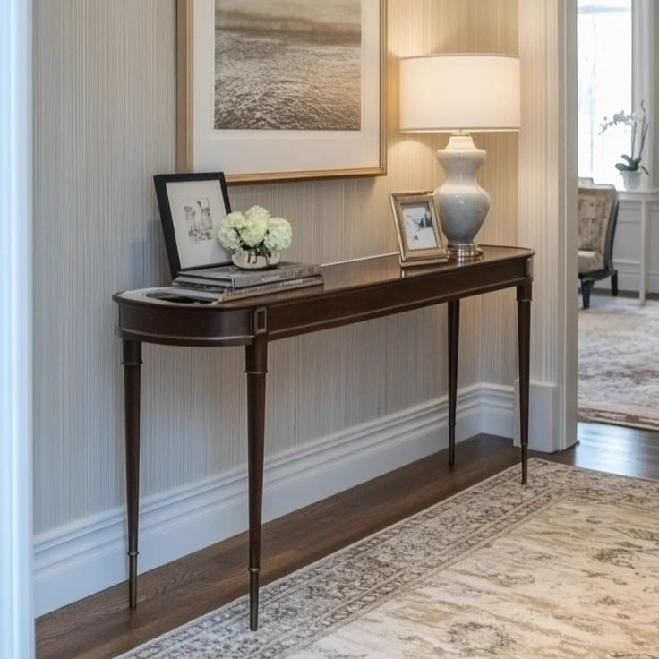 Mahogany Curved Leg Console