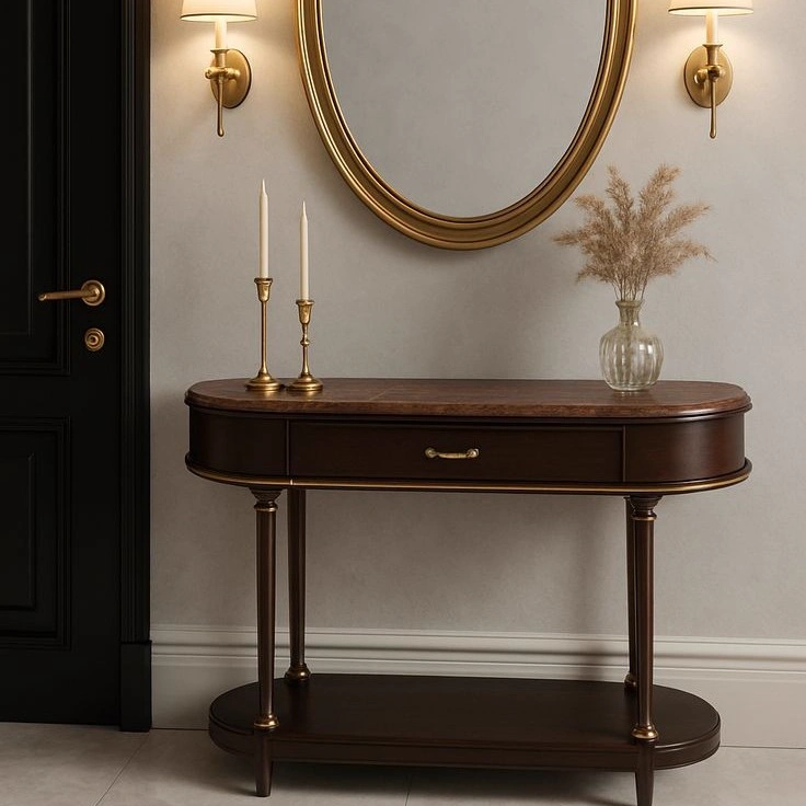Oval Marble Top Console II