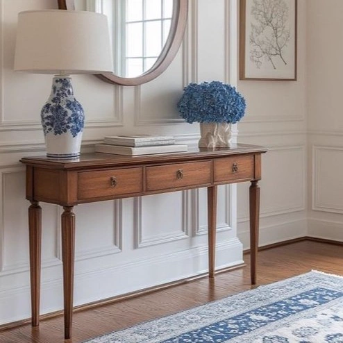 Walnut Tapered Leg Console