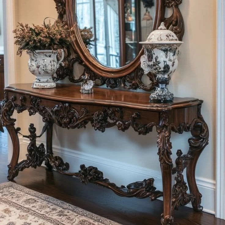 Elegant Floral Inlaid Sideboard