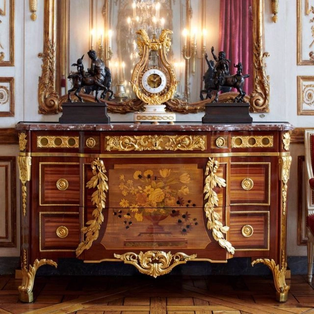 Inlaid Bowfront Gilt Sideboard