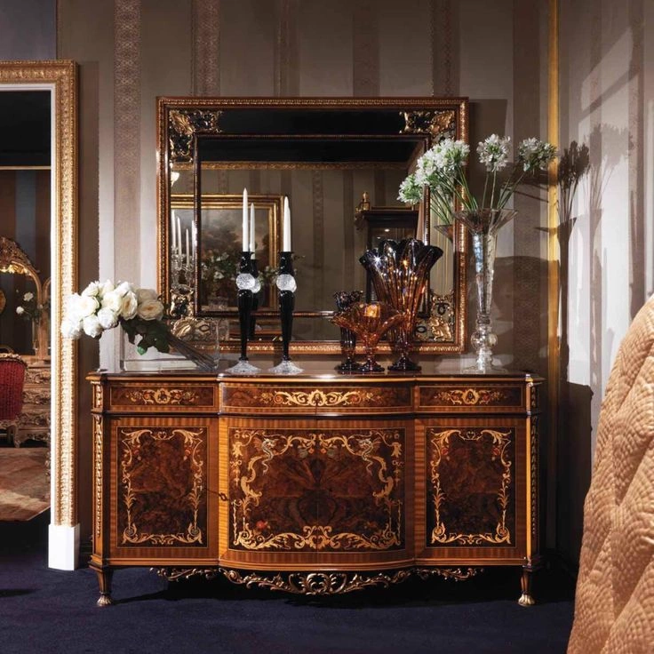 Inlaid Serpentine Gilt Sideboard