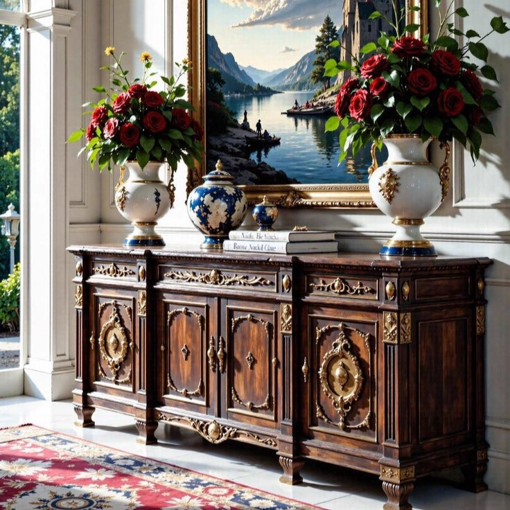 Ornate Burlwood Commode Cabinet