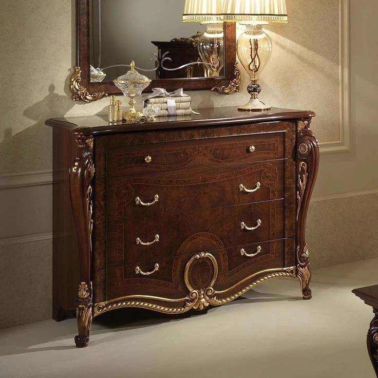 Serpentine Burlwood Commode Chest