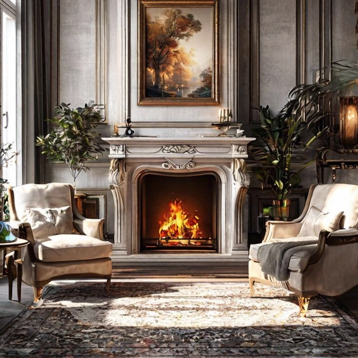 The Dark Walnut Romanesque Arch Mantel