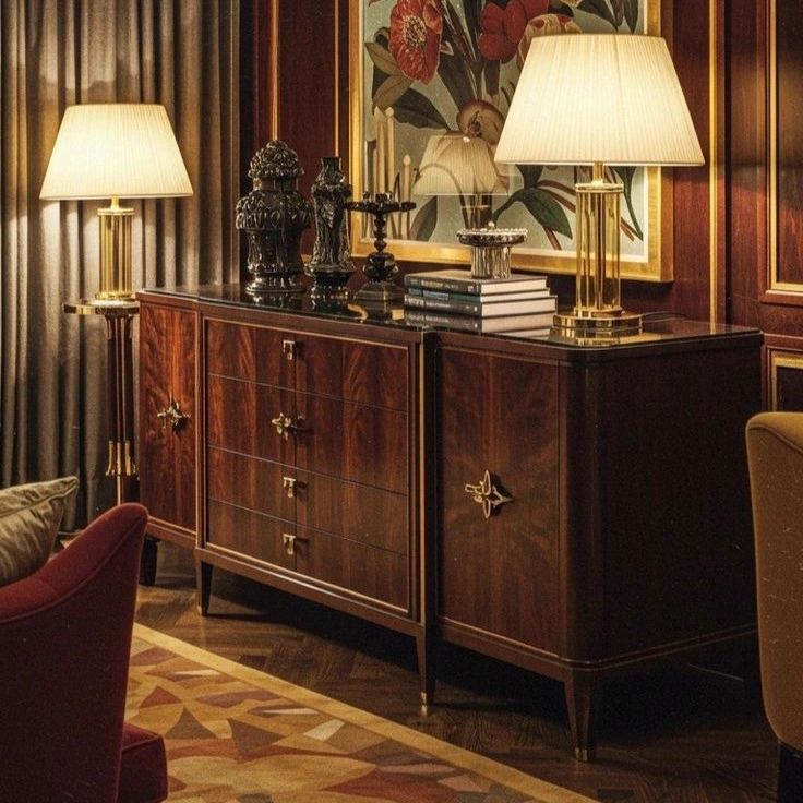 Mahogany Marble Top Sideboard