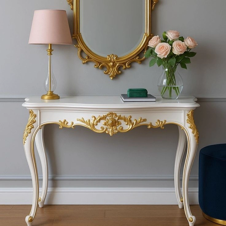 Gilded Cream Rococo Console Table