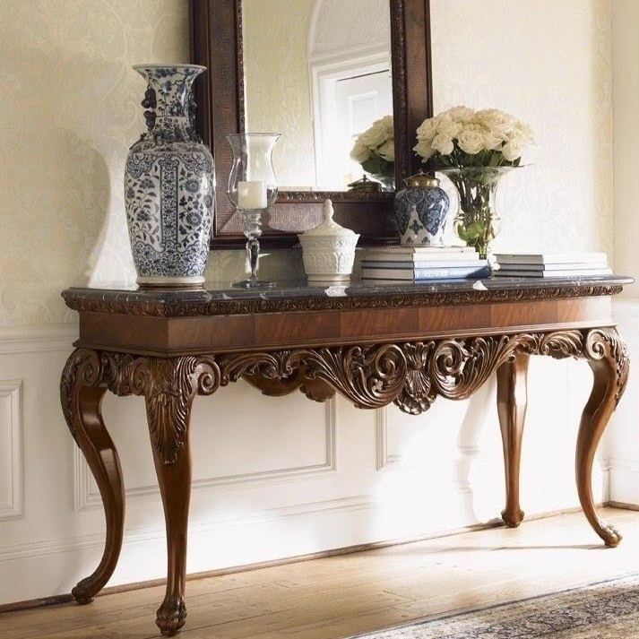 Ornate Marble Top Console