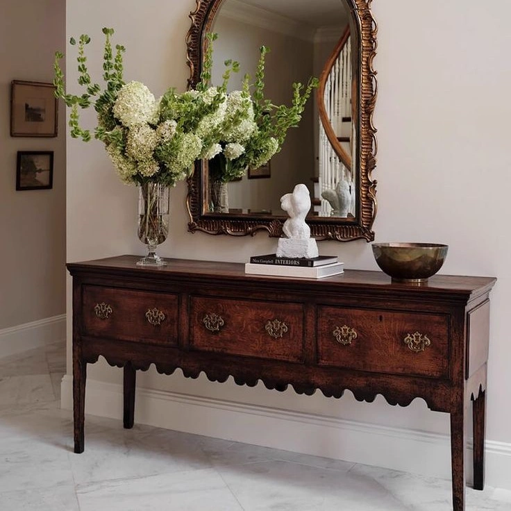 Rustic Oak Serpentine Console