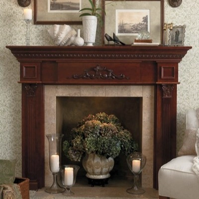 The Mahogany Florentine Relief Hearth