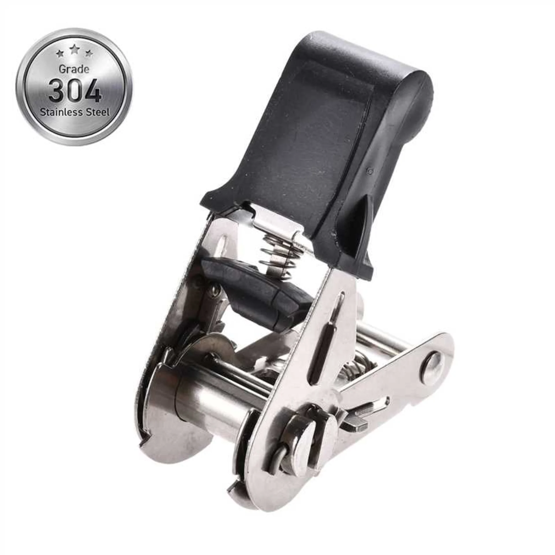1" Rubber Coated Handle 304 Stainless Steel Ratchet Buckle - 1760 lbs BS