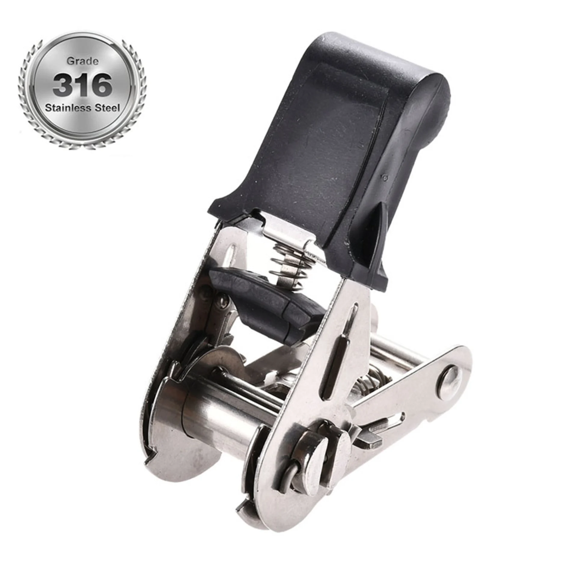 1" Rubber Coated Handle 316 Stainless Steel Ratchet Buckle - 1760 lbs BS