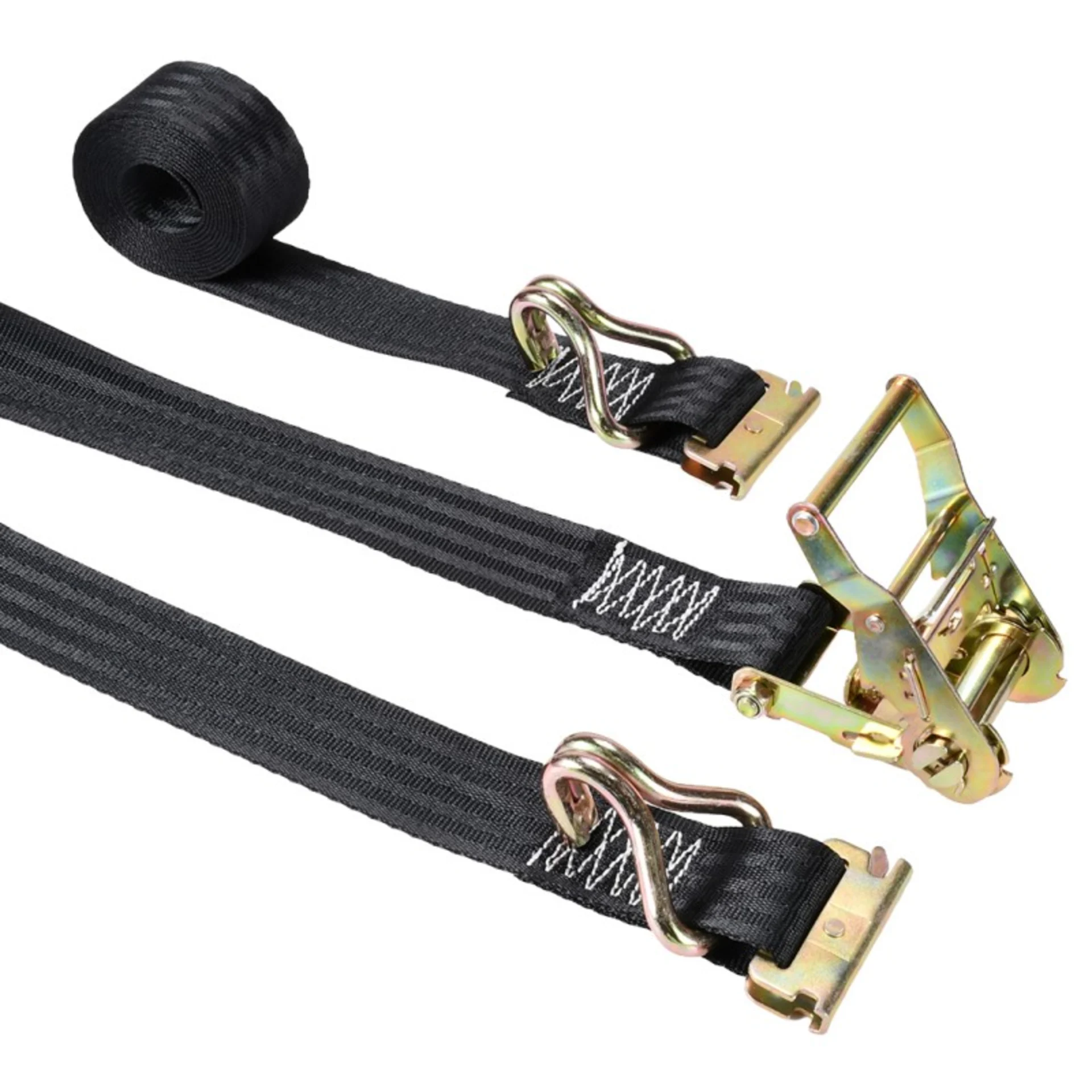 2" E-Track Ratchet Strap W/ Wire Hooks & E-Fittings - 4400 lbs. BS