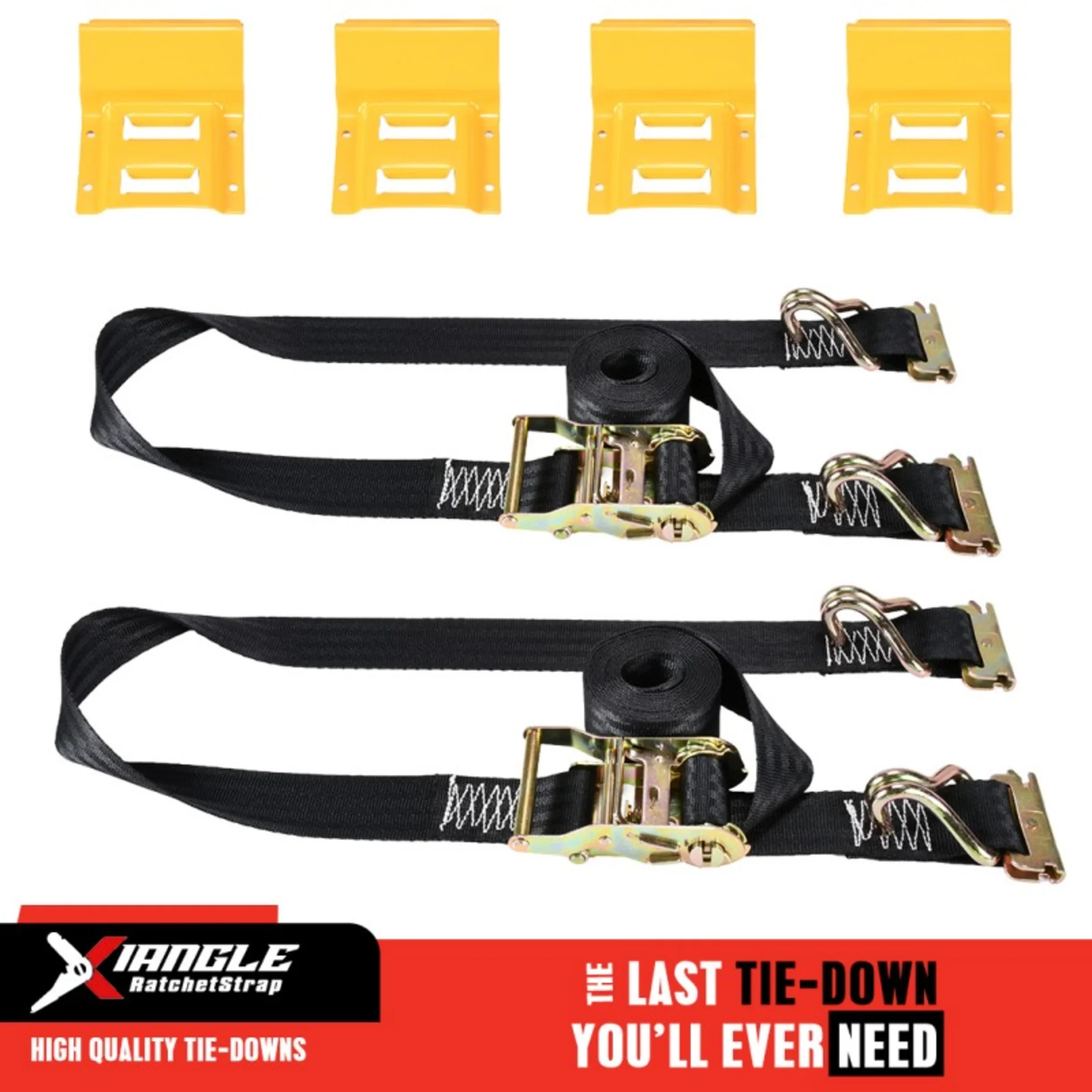 2" E-Track Ratchet Strap W/ Wire Hooks & E-Fittings - 4400 lbs. BS