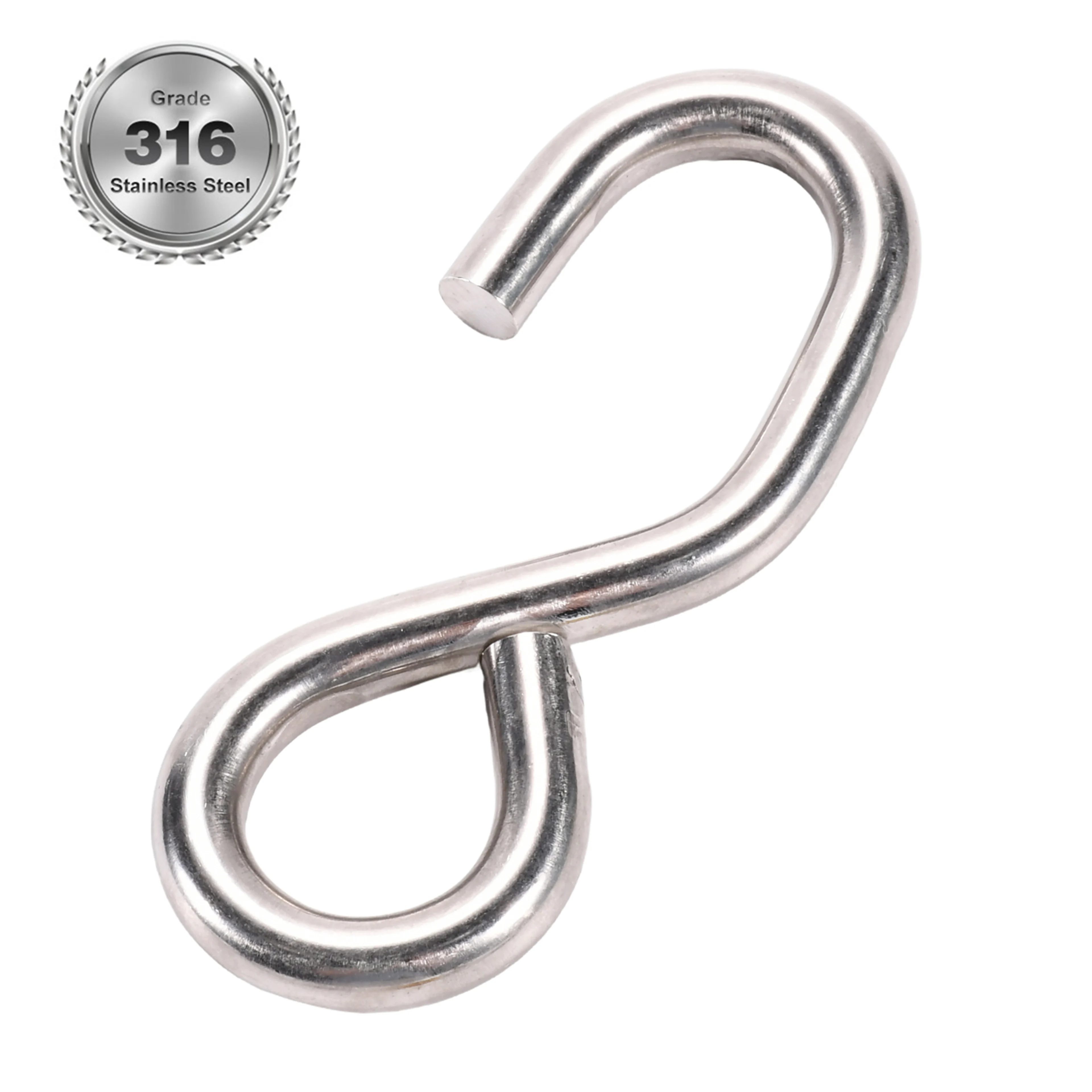 25mm 316 Stainless Steel S-Hook - 800kg Breaking Strength