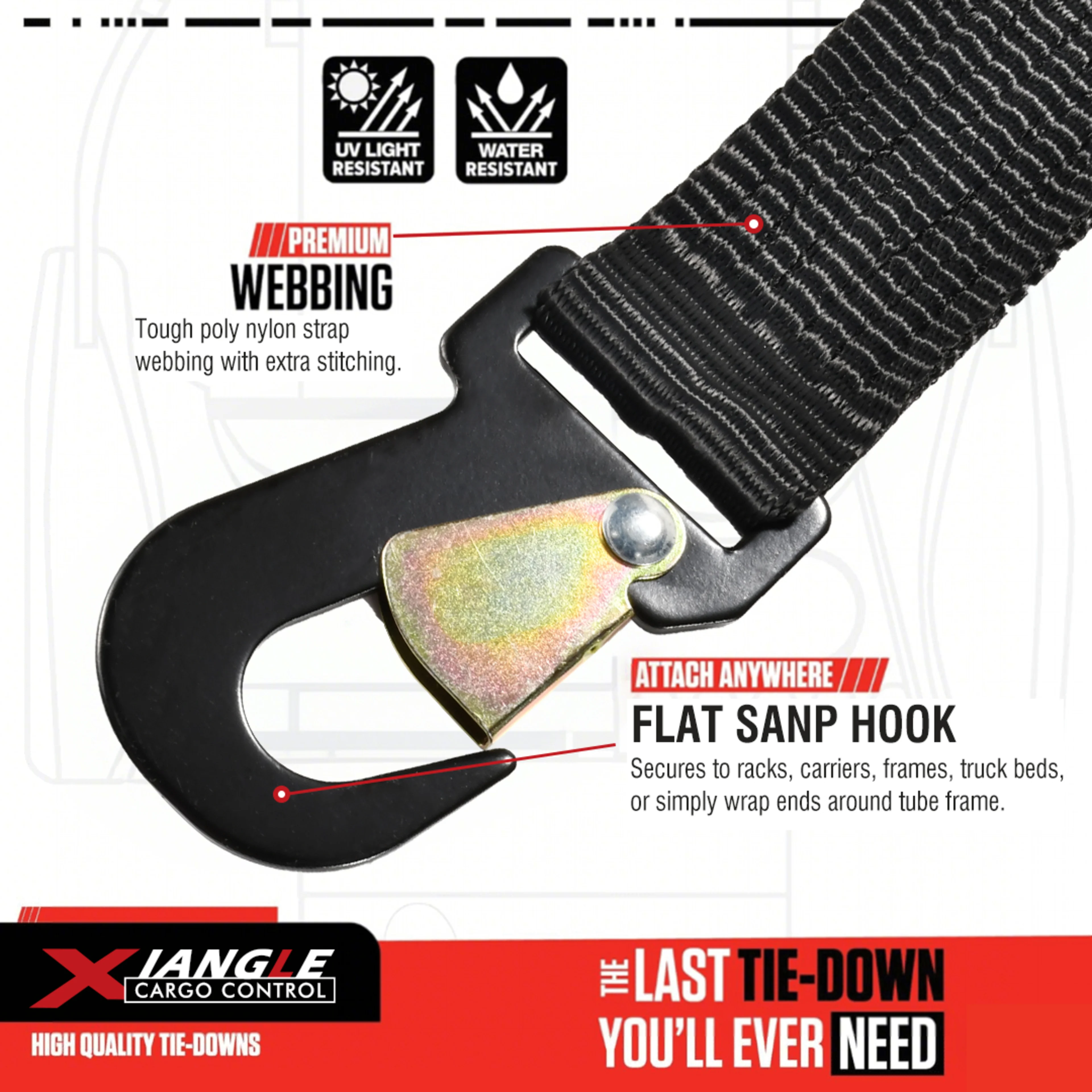 50mm 3-Point Spare Tyre Tie-Down Y-Strap with Snap Hooks
