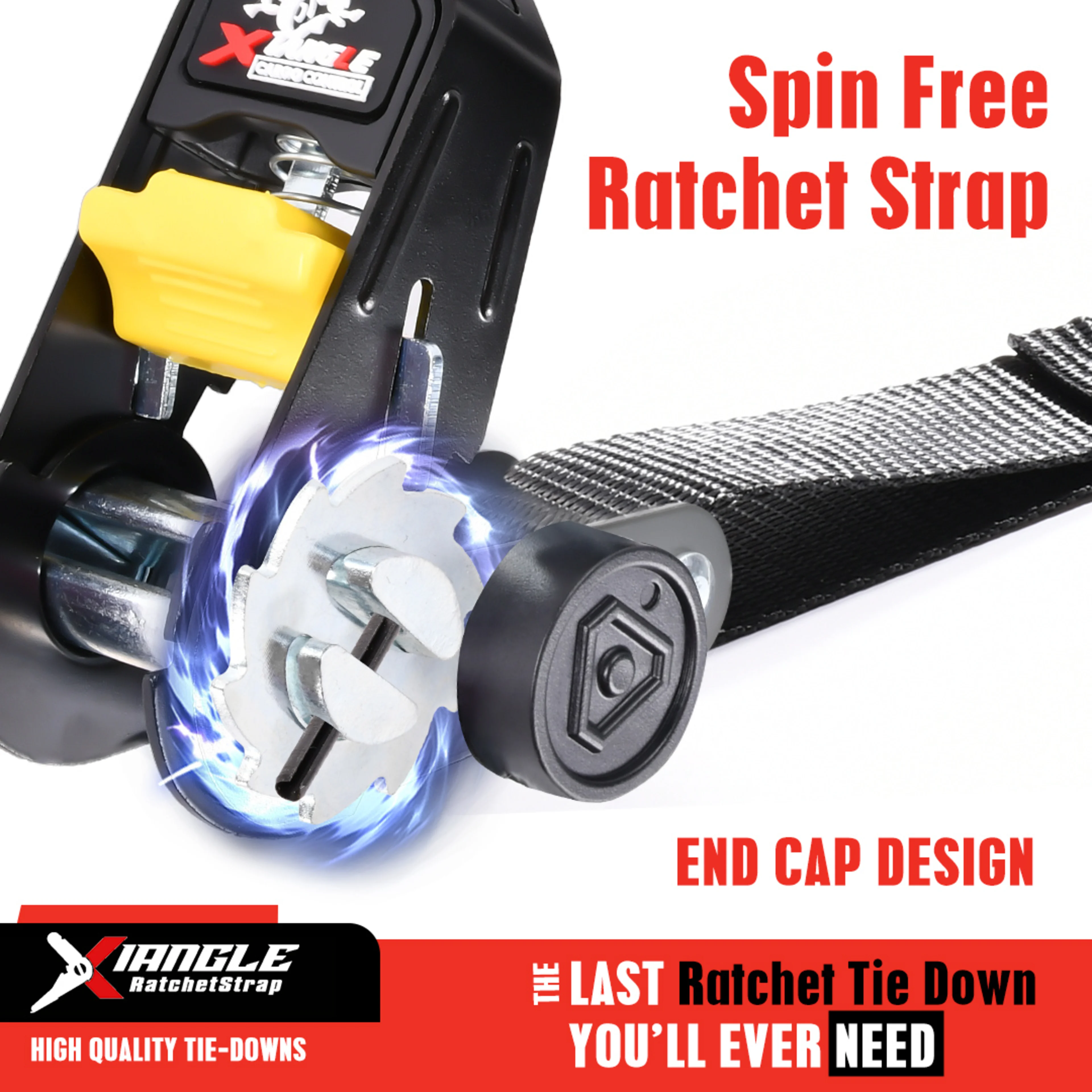25mm Spin Free Ratchet Strap, Spring Loaded S-Hook - 800kg BS