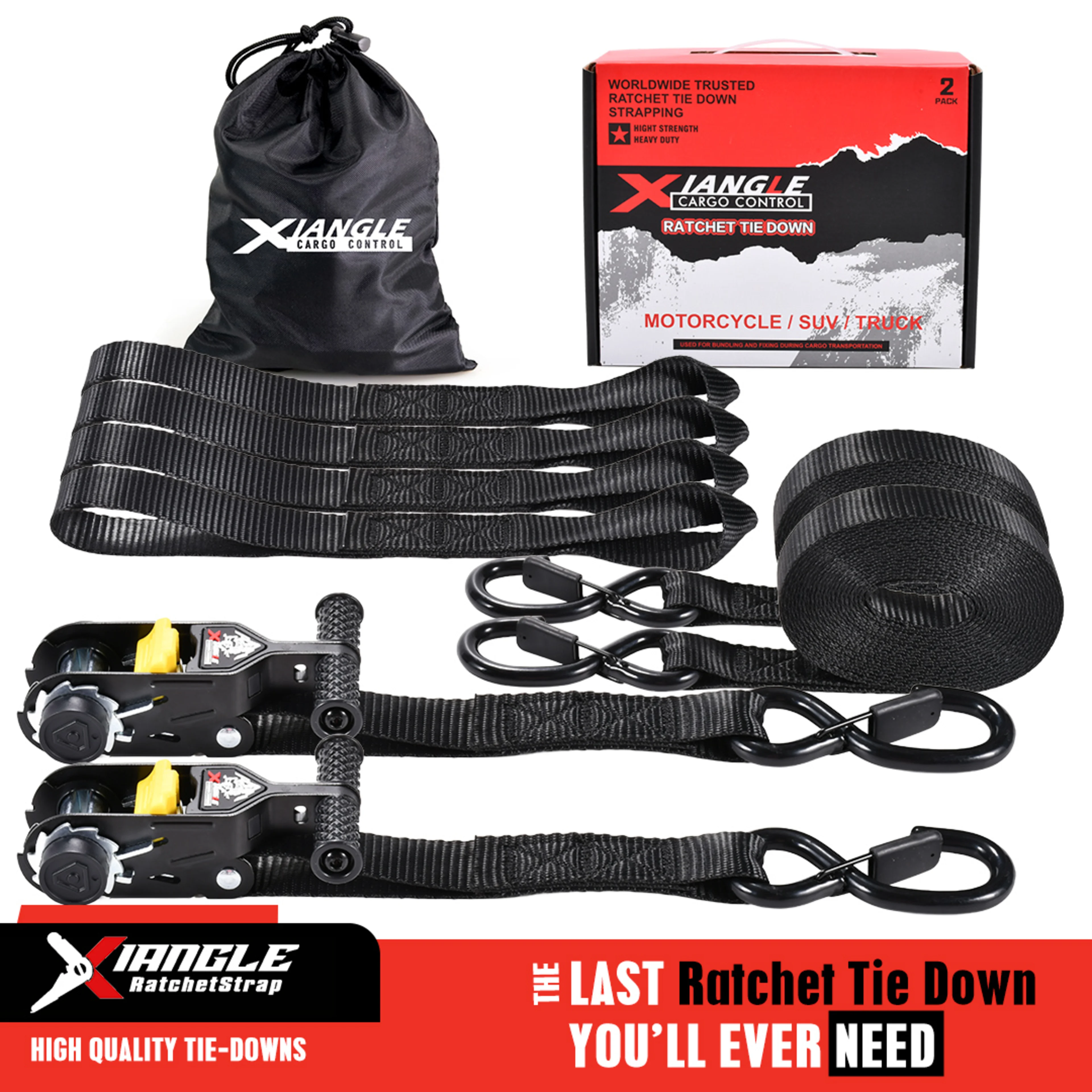 25mm Spin Free Ratchet Strap, Spring Loaded S-Hook - 800kg BS