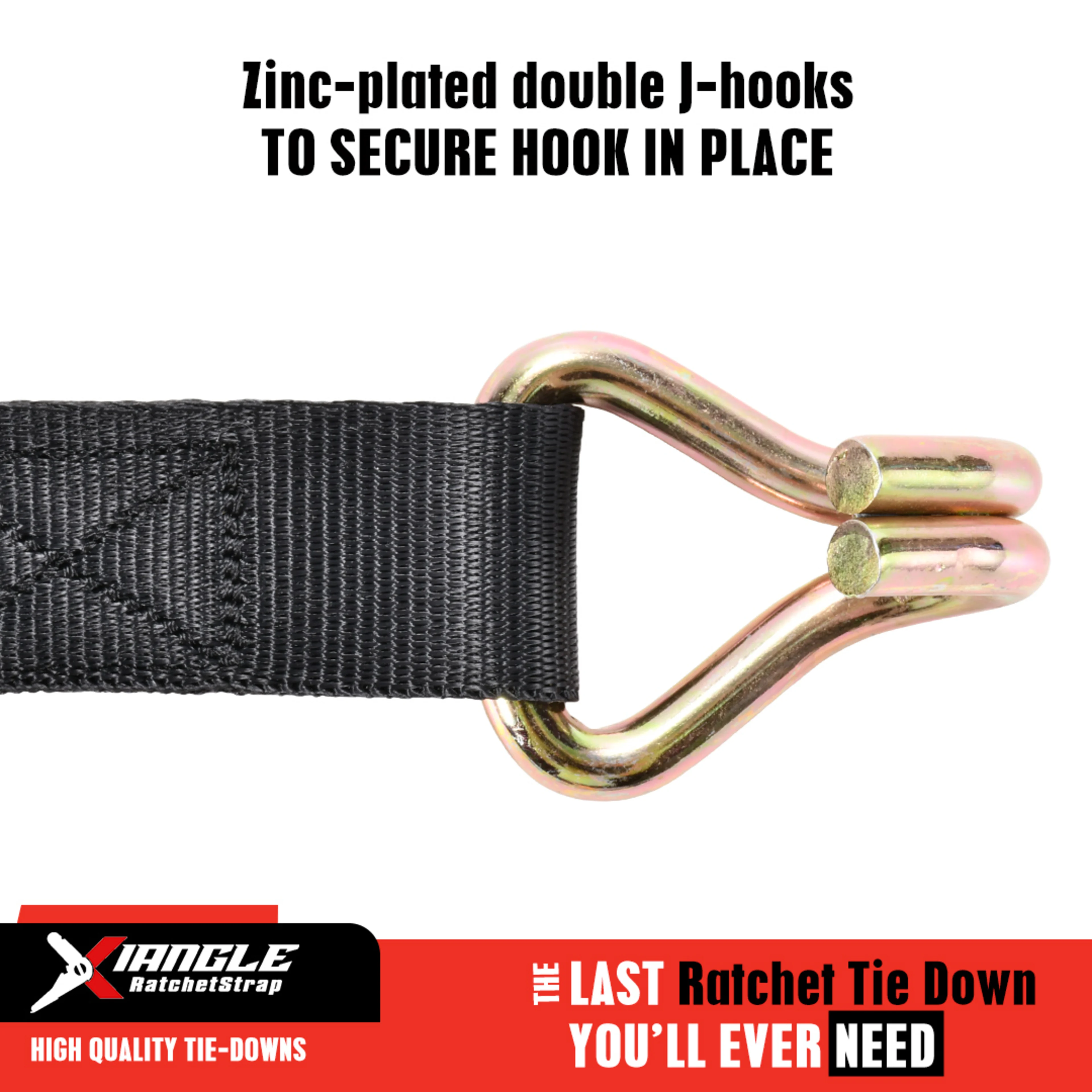25mm Zinc Plated Ratchet Strap with Double J-Hooks - 800kg BS
