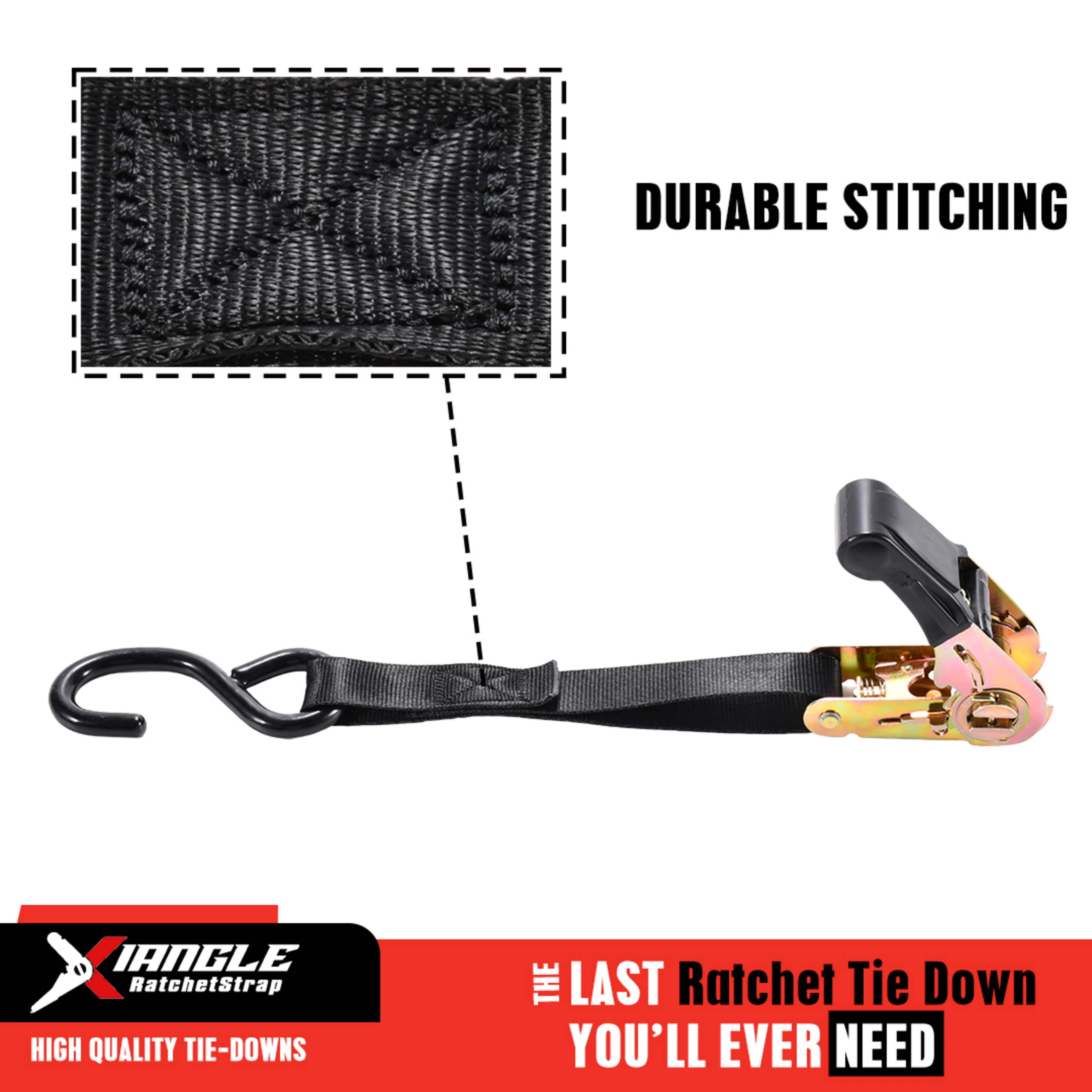 25mm Rubber Handle Ratchet Strap with S-Hooks - 800kg BS