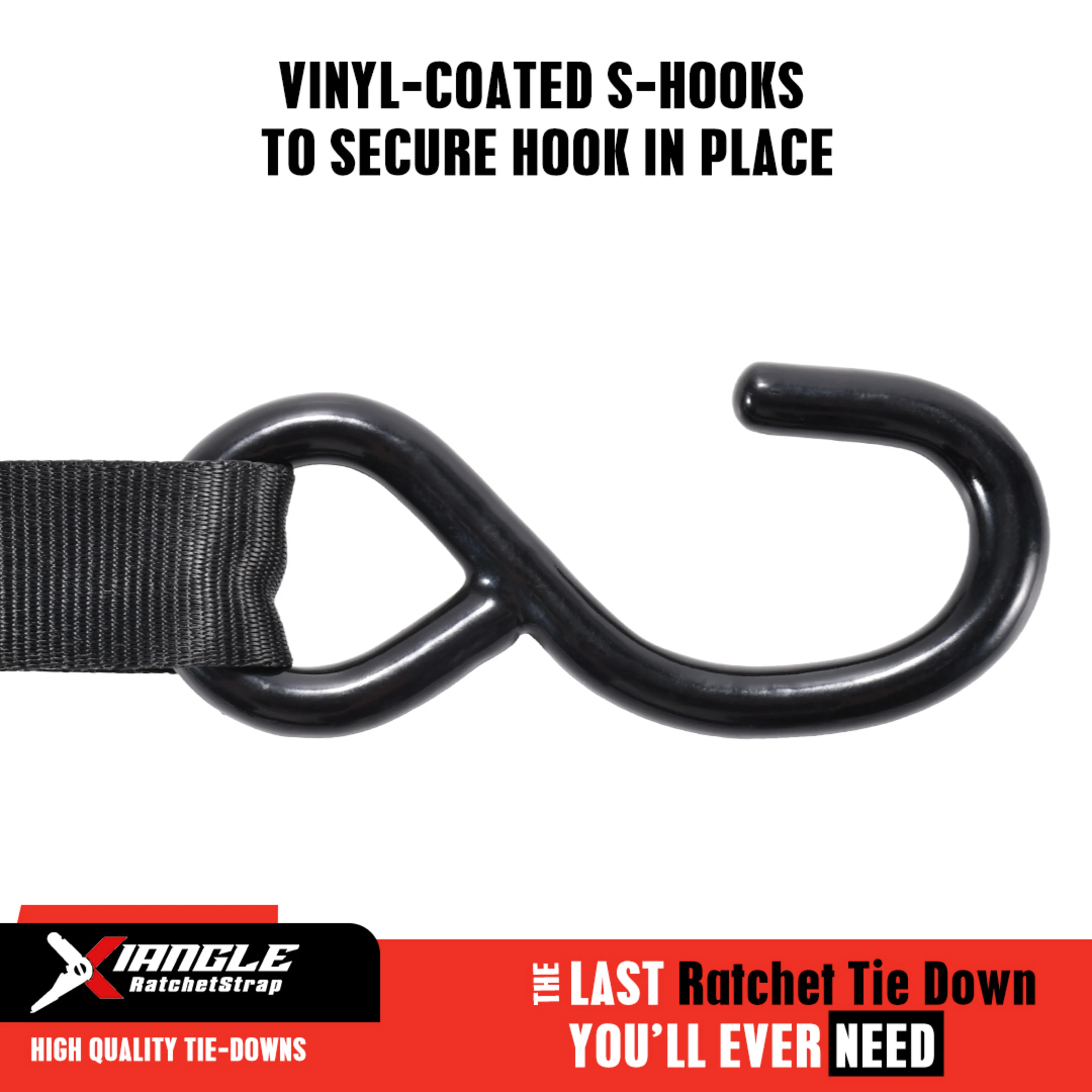 25mm Rubber Handle Ratchet Strap with S-Hooks - 800kg BS
