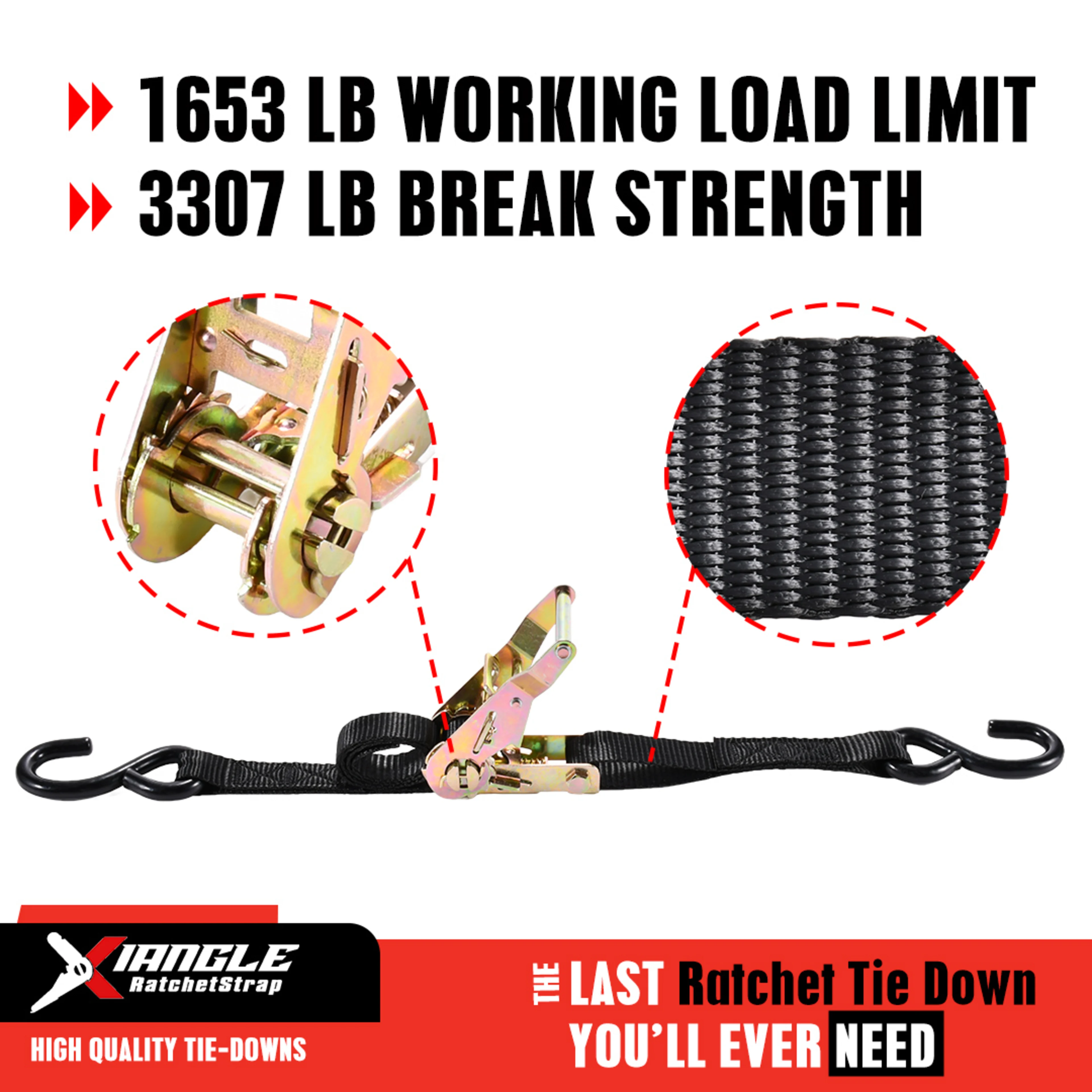 27mm Heavy-Duty Ratchet Strap with S-Hooks - 1500kg BS