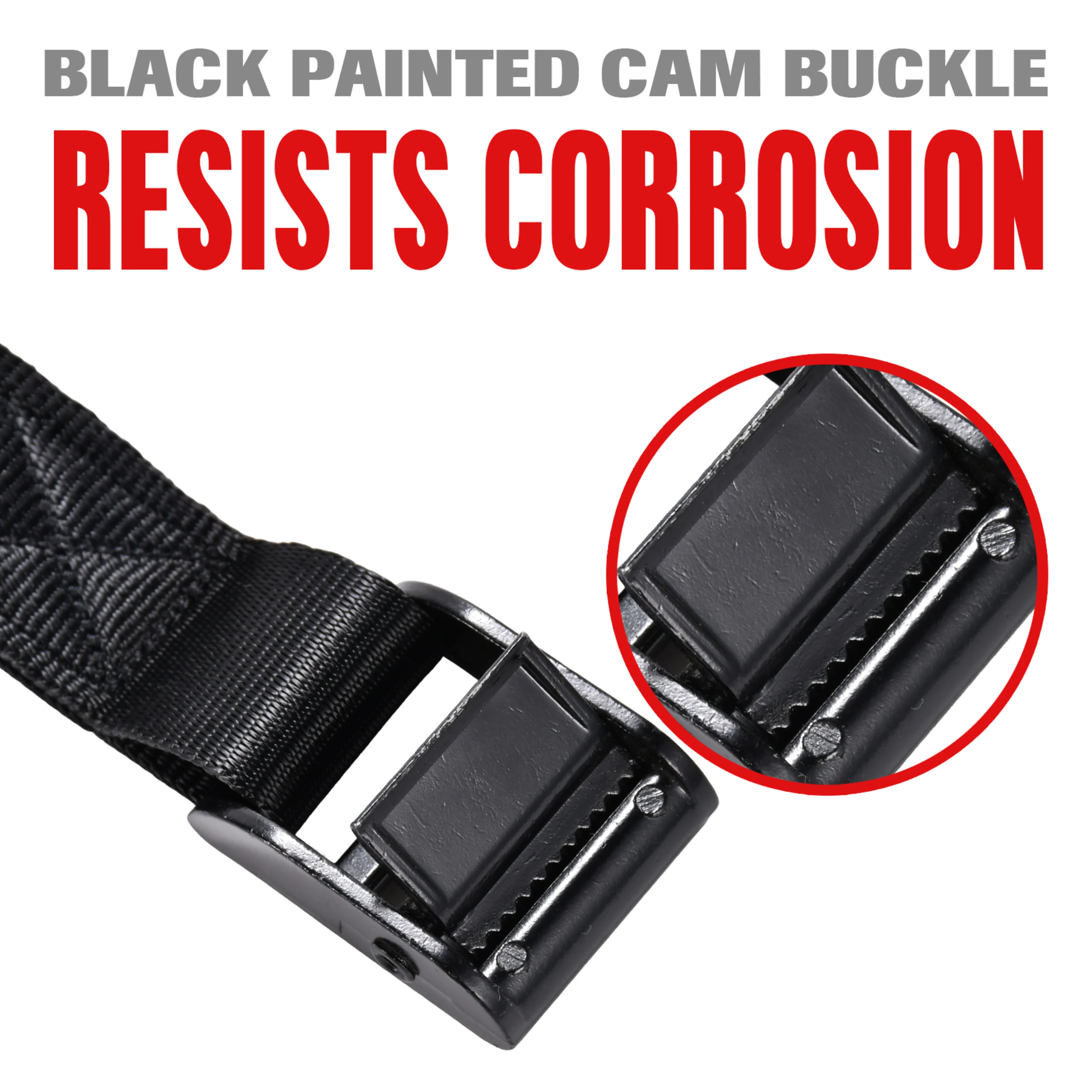 25mm Black Plated Cam Buckle Endless Lashing Strap - 350kg BS
