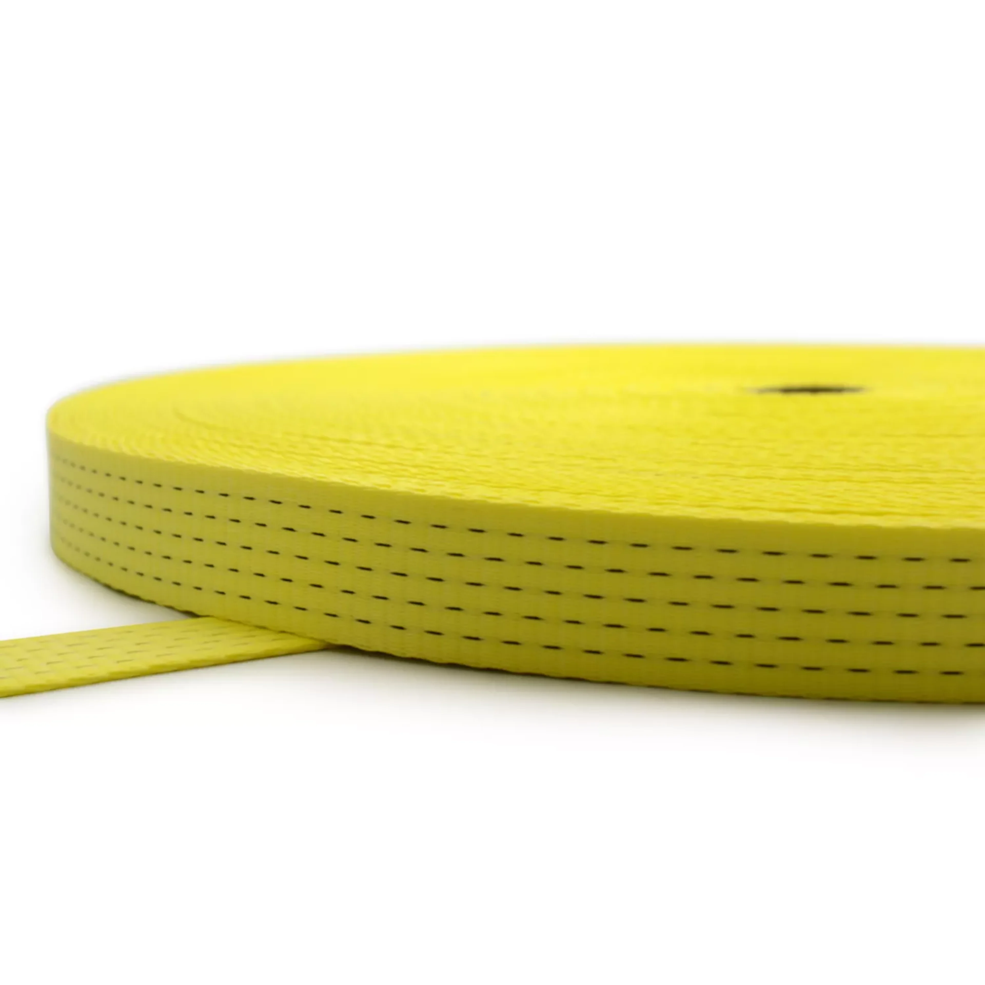 50mm UV Resistant Polyester Webbing Yellow 5 Stripes - 5000kg Breaking Strength