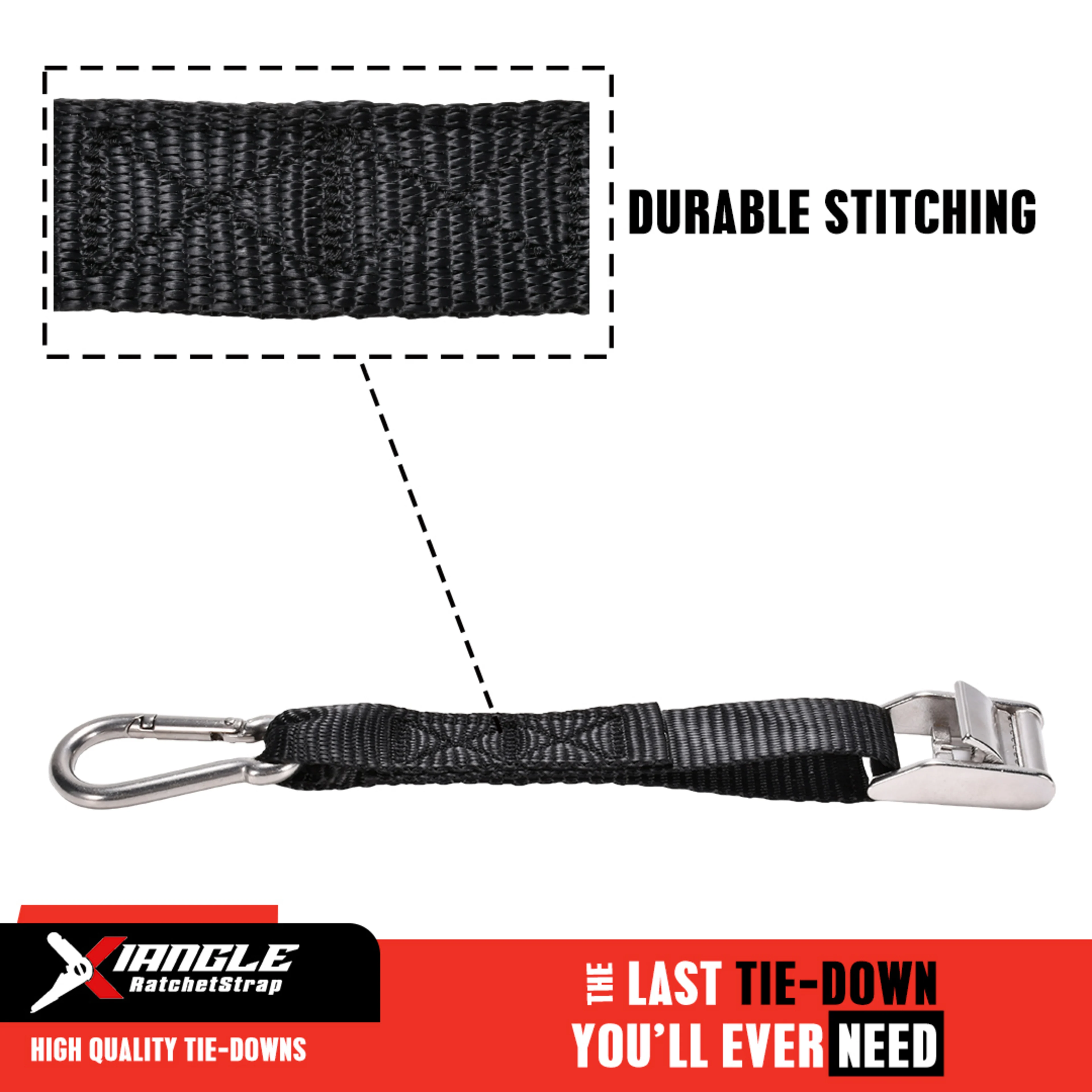 25mm 304 Stainless Steel Cam Buckle Strap with M7 Carabiner - 450kg BS