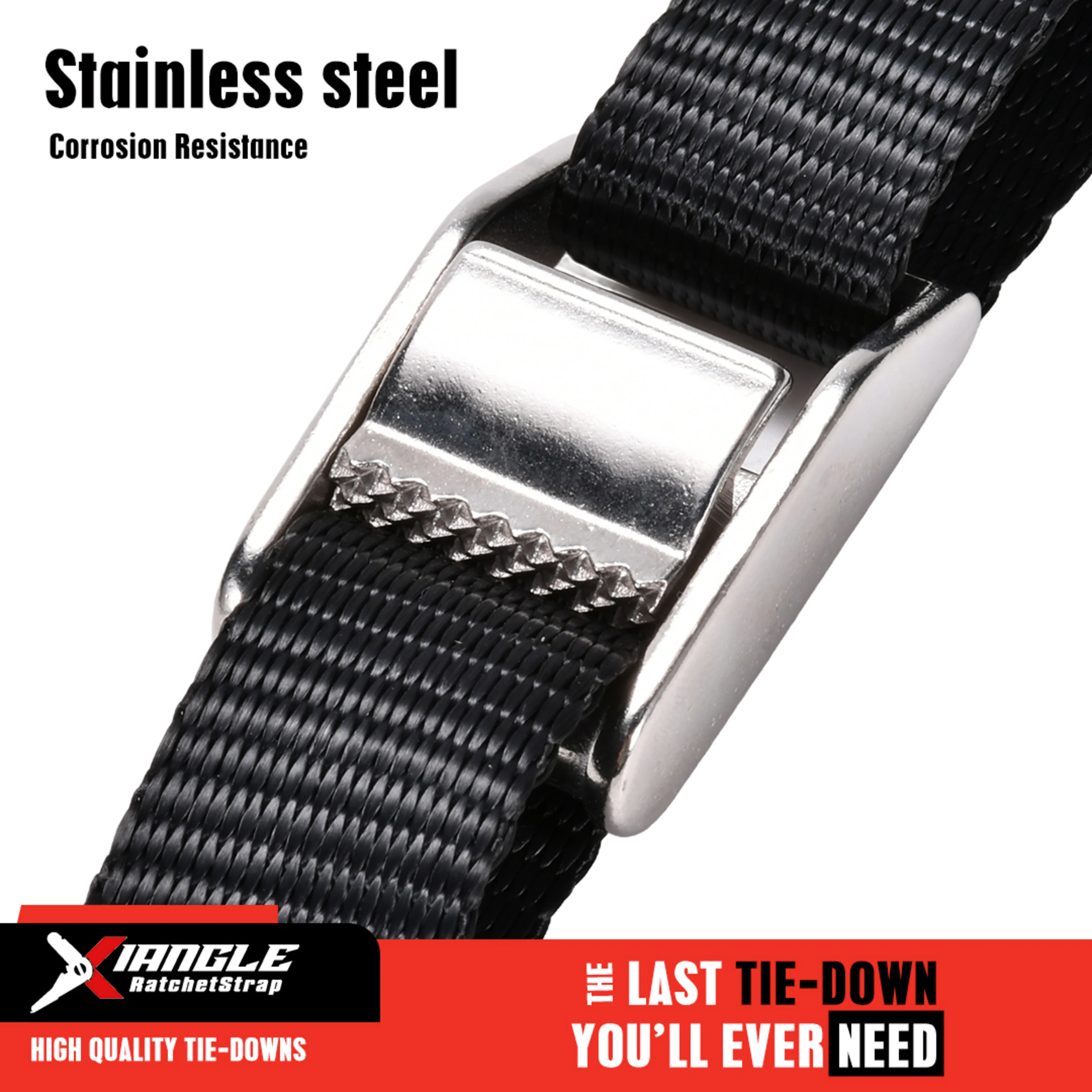 25mm 304 Stainless Steel Cam Buckle Strap with M7 Carabiner - 450kg BS