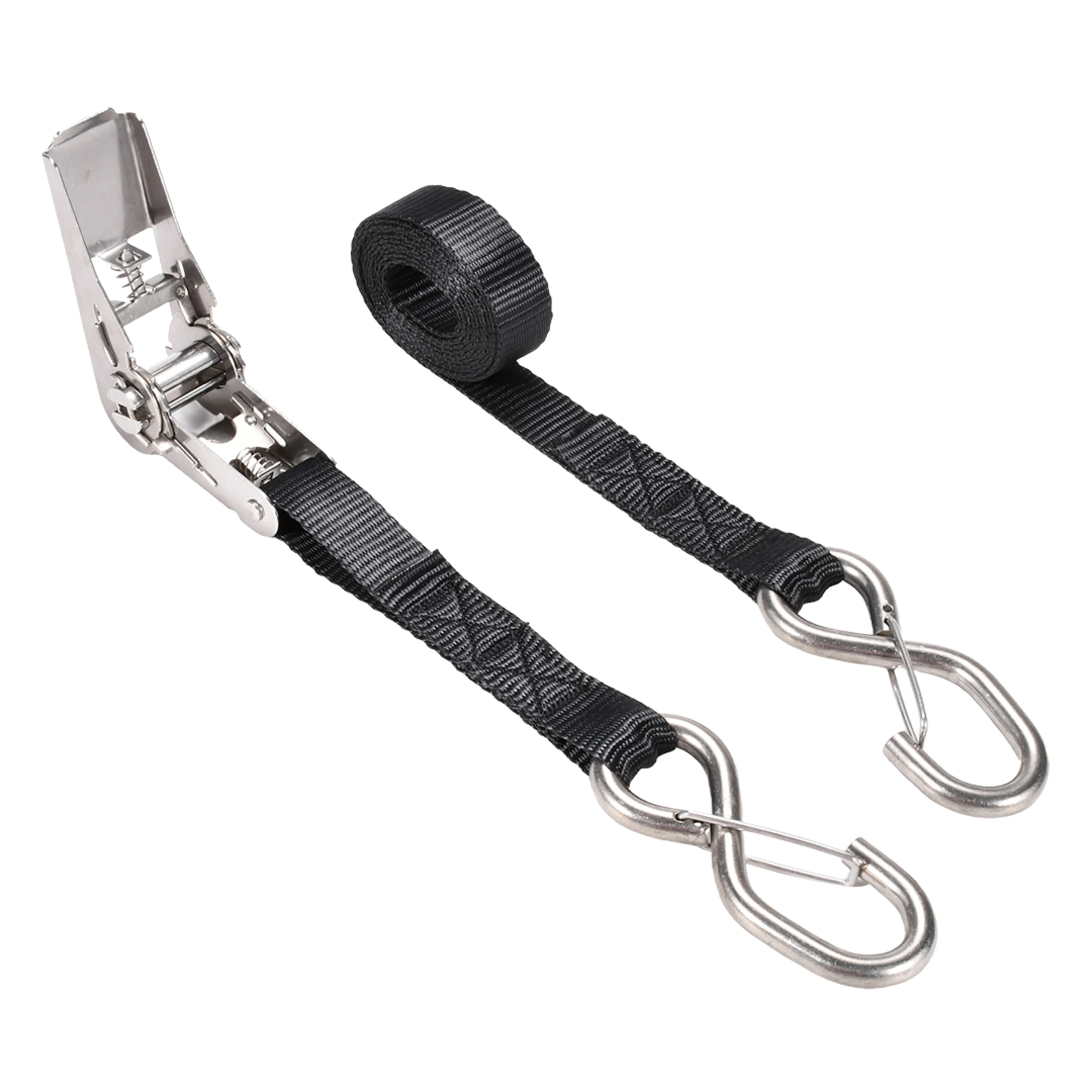 25mm 304 Stainless Steel Ratchet Strap with Locking S-Hook - 800kg BS