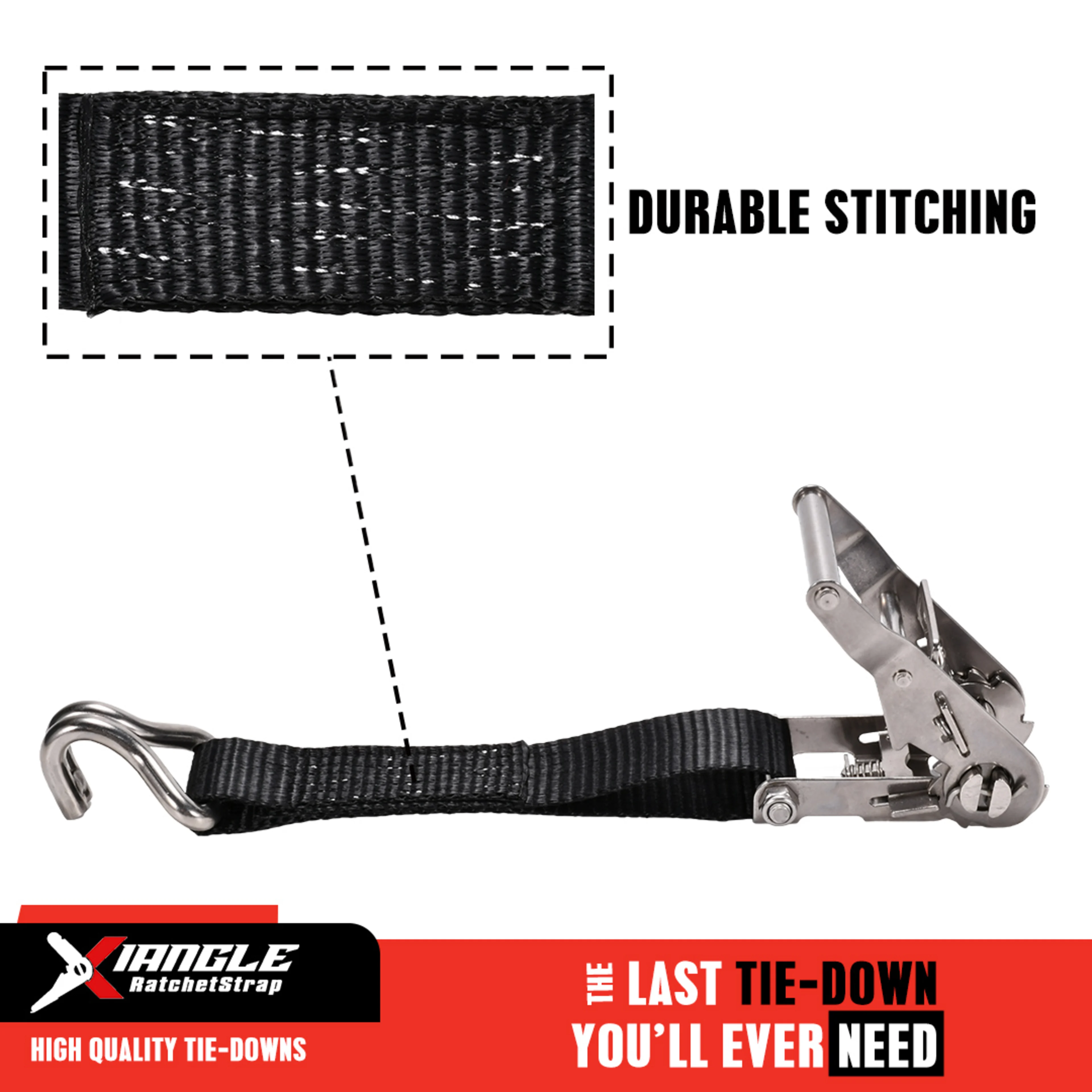38mm 304 Stainless Steel Ratchet Strap with Double J-Hook - 2000kg BS