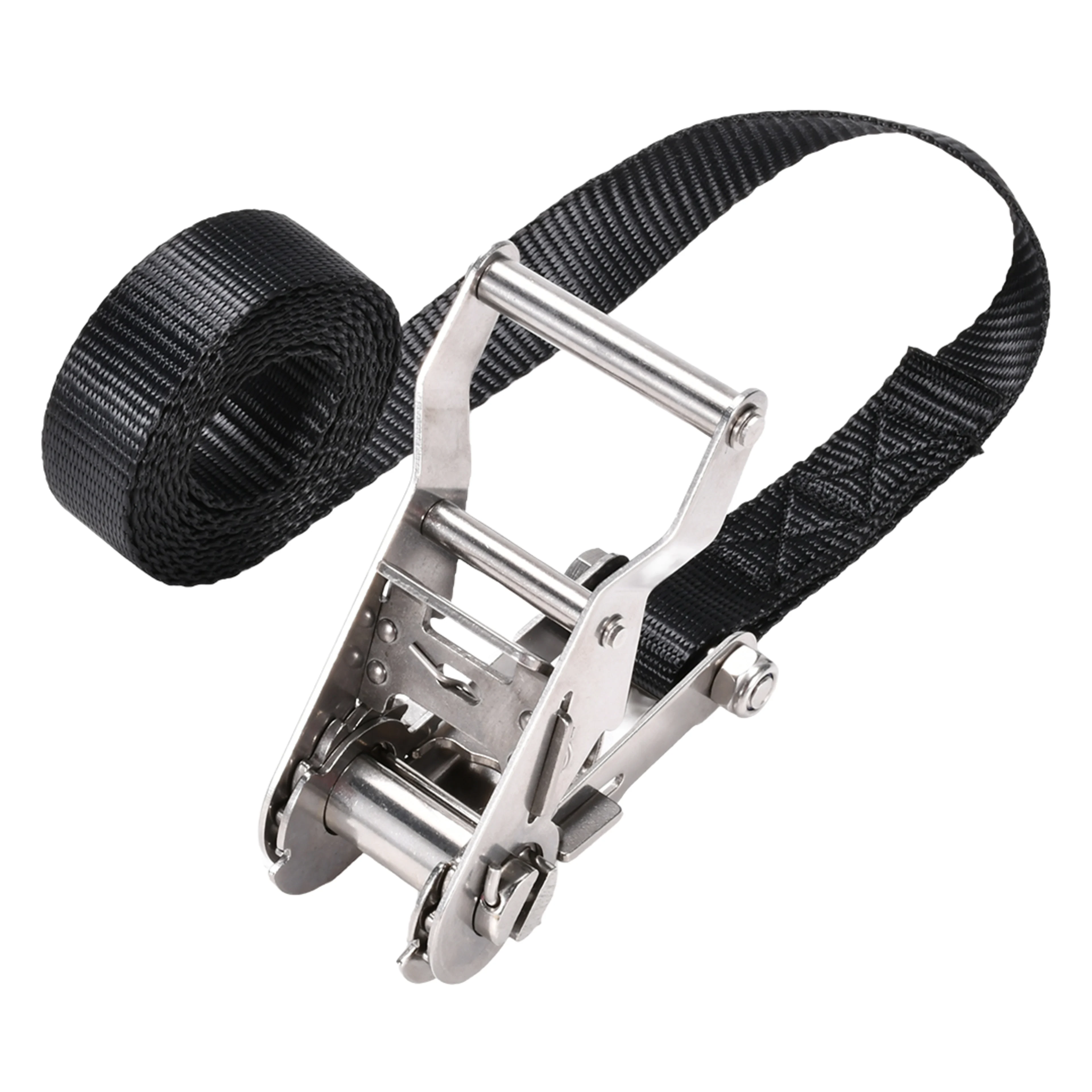 27mm 304 Stainless Steel Short Wide Handle Ratchet Strap with Double J-Hook - 1200kg BS