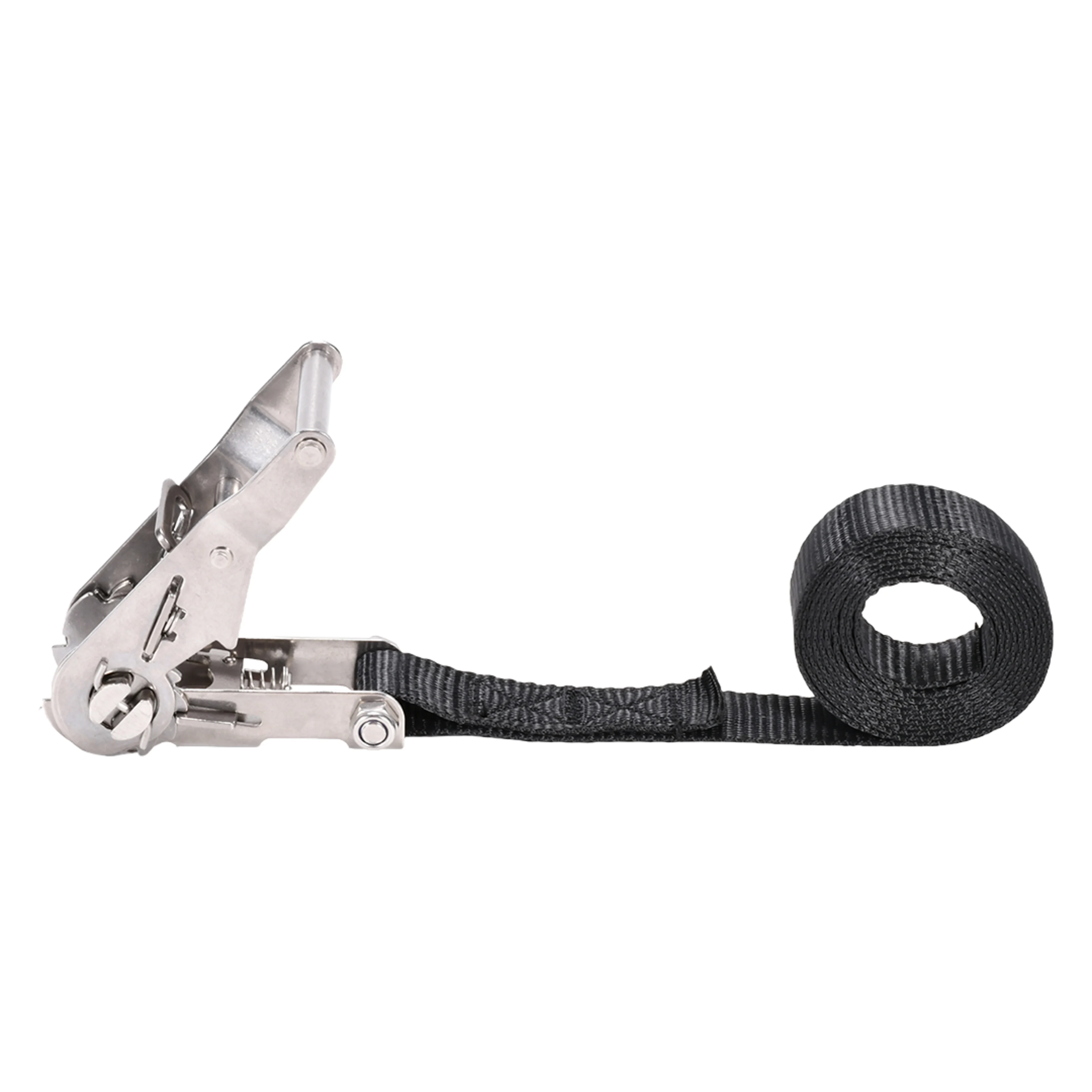 27mm 304 Stainless Steel Short Wide Handle Ratchet Strap with Double J-Hook - 1200kg BS