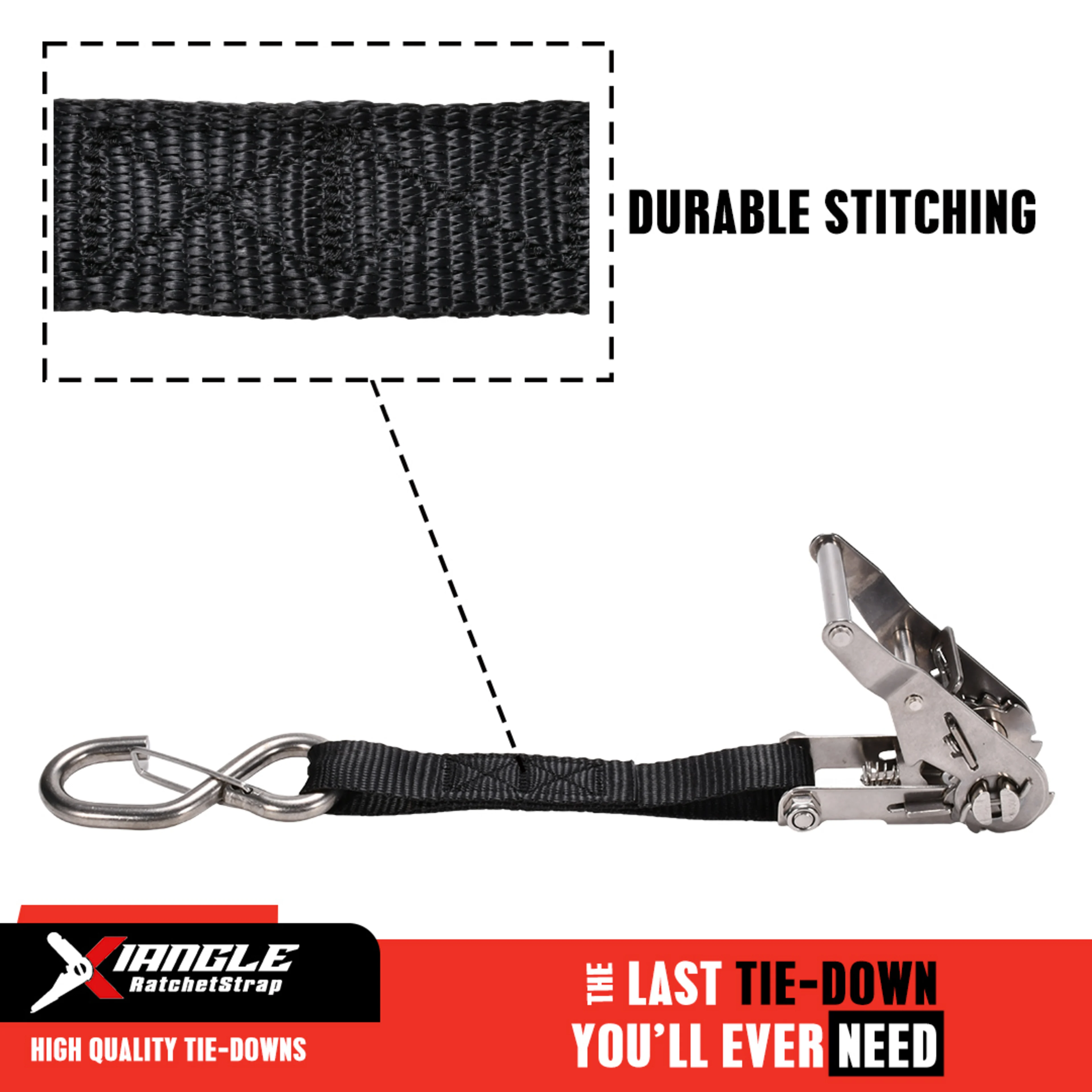 27mm 304 Stainless Steel Ratchet Strap with Locking S-Hook - 800kg BS