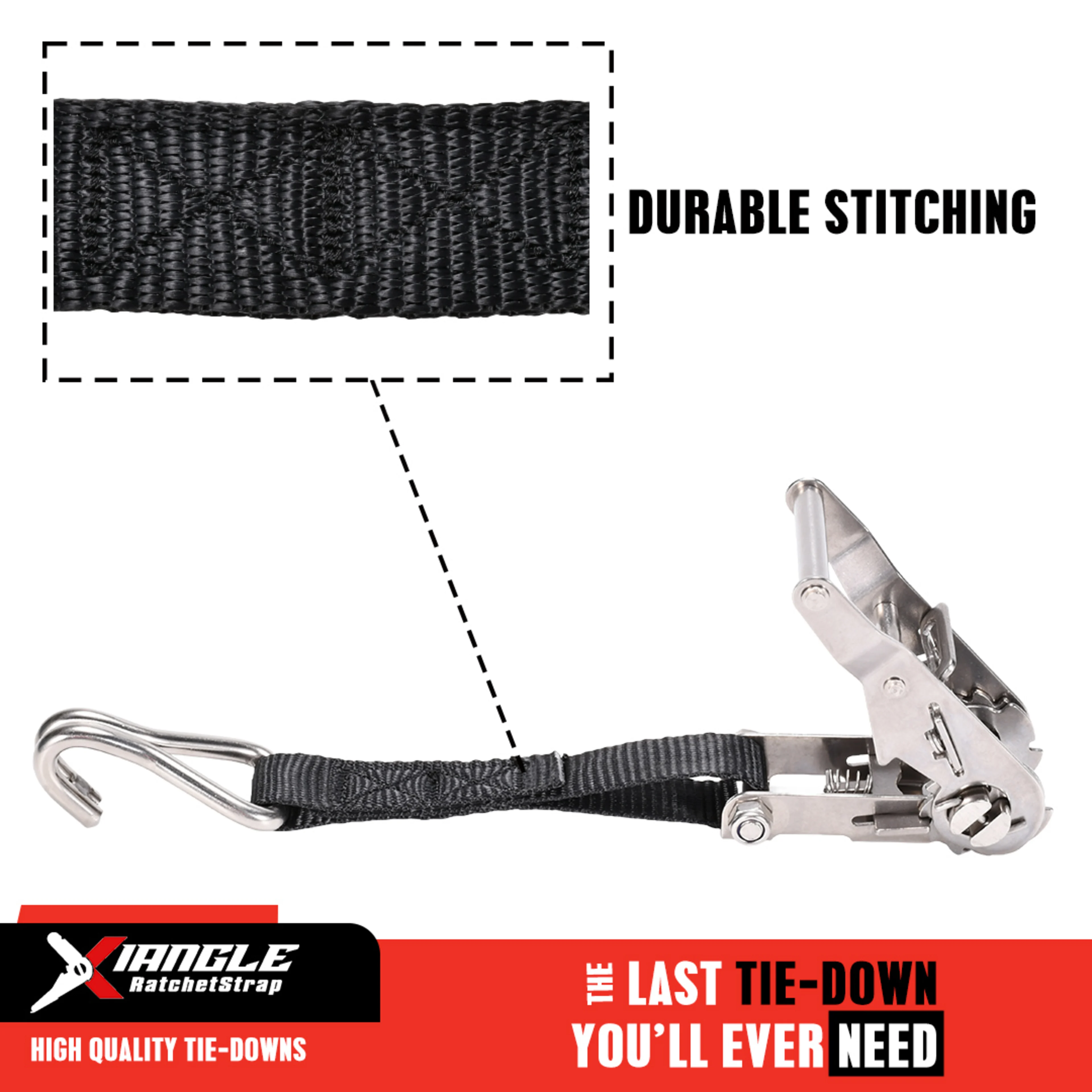 27mm 304 Stainless Steel Ratchet Strap with Double J-Hook - 1200kg BS