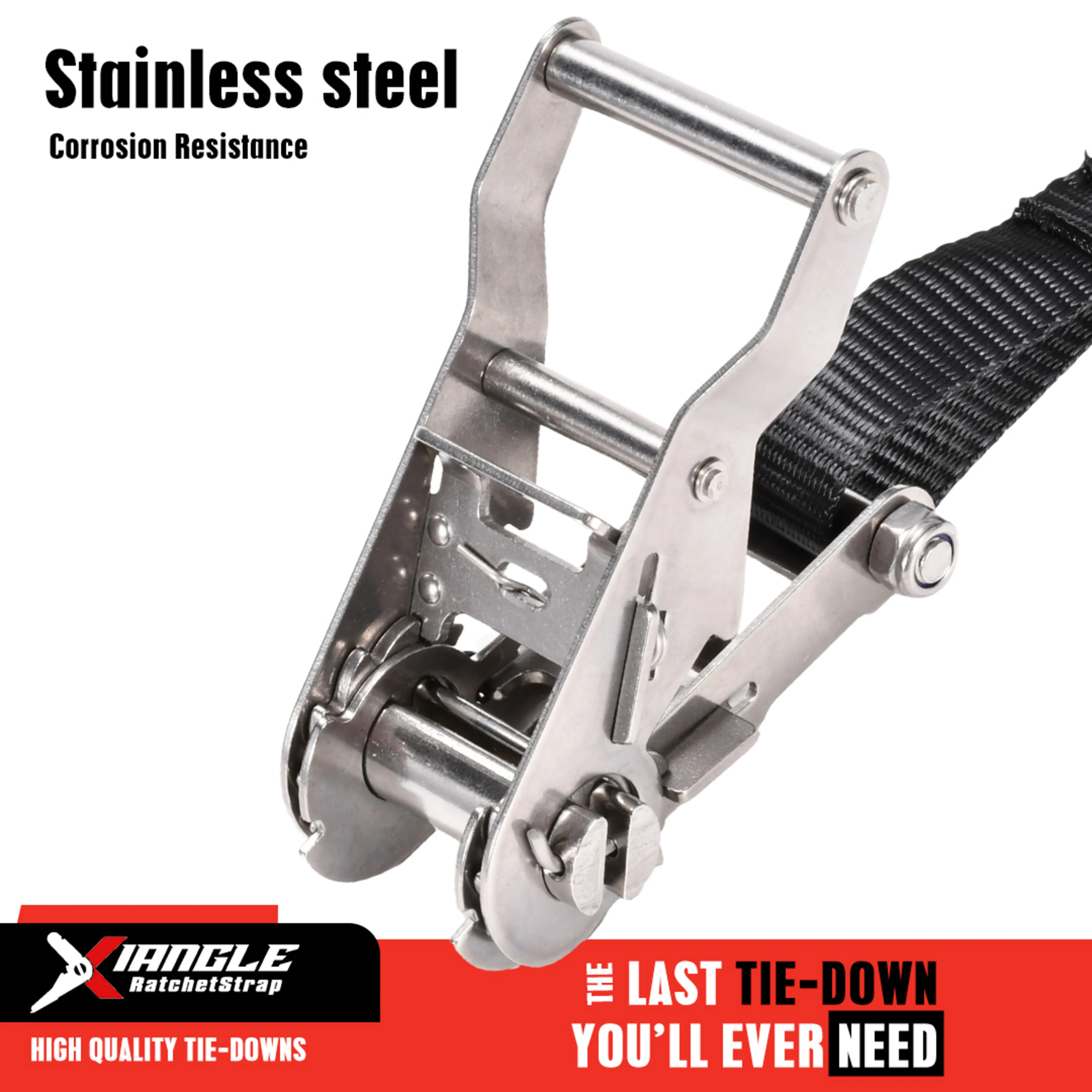27mm 304 Stainless Steel Ratchet Strap with Double J-Hook - 1200kg BS
