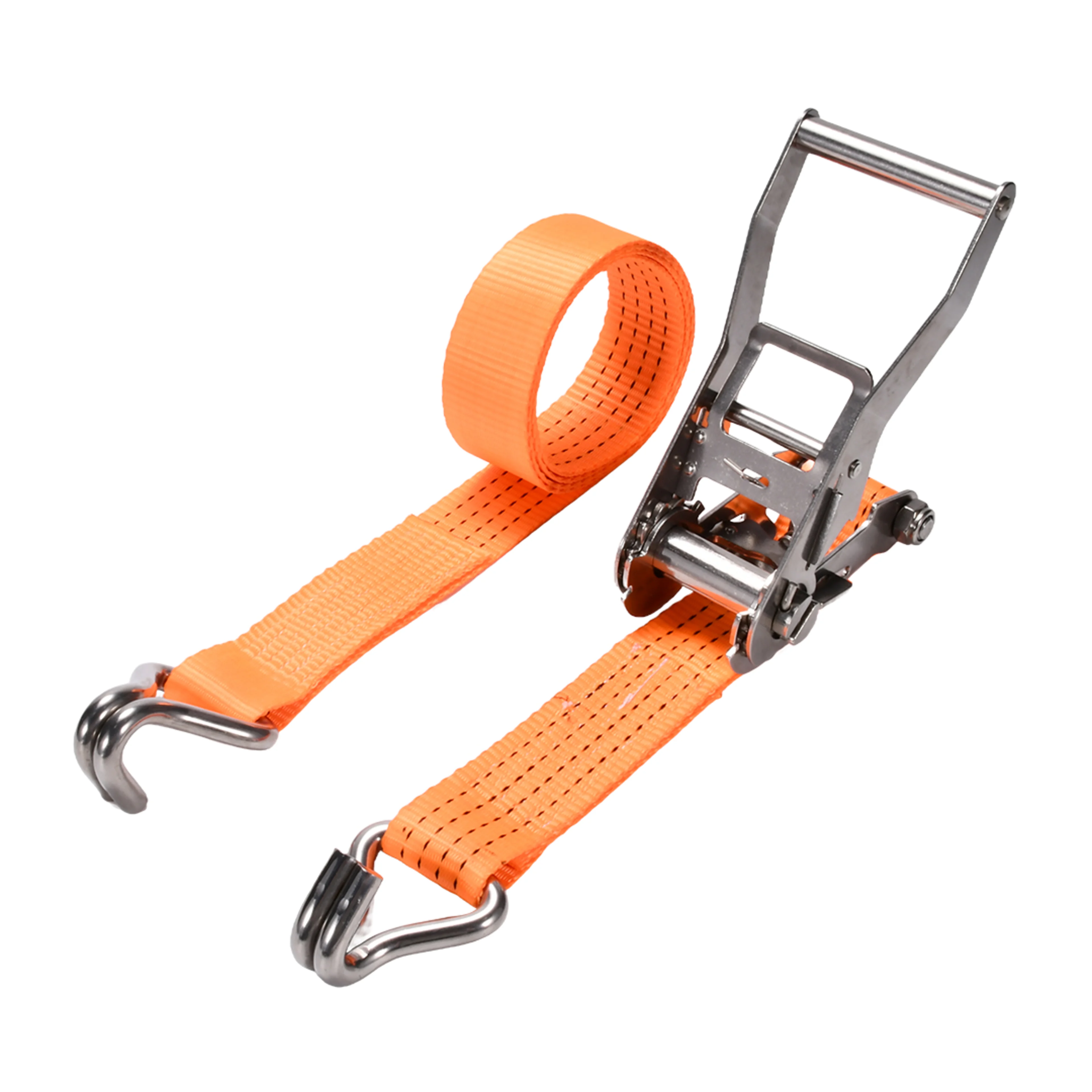 2" 304 Stainless Steel Ratchet Strap with Double J-Hook - 6613 lbs. BS