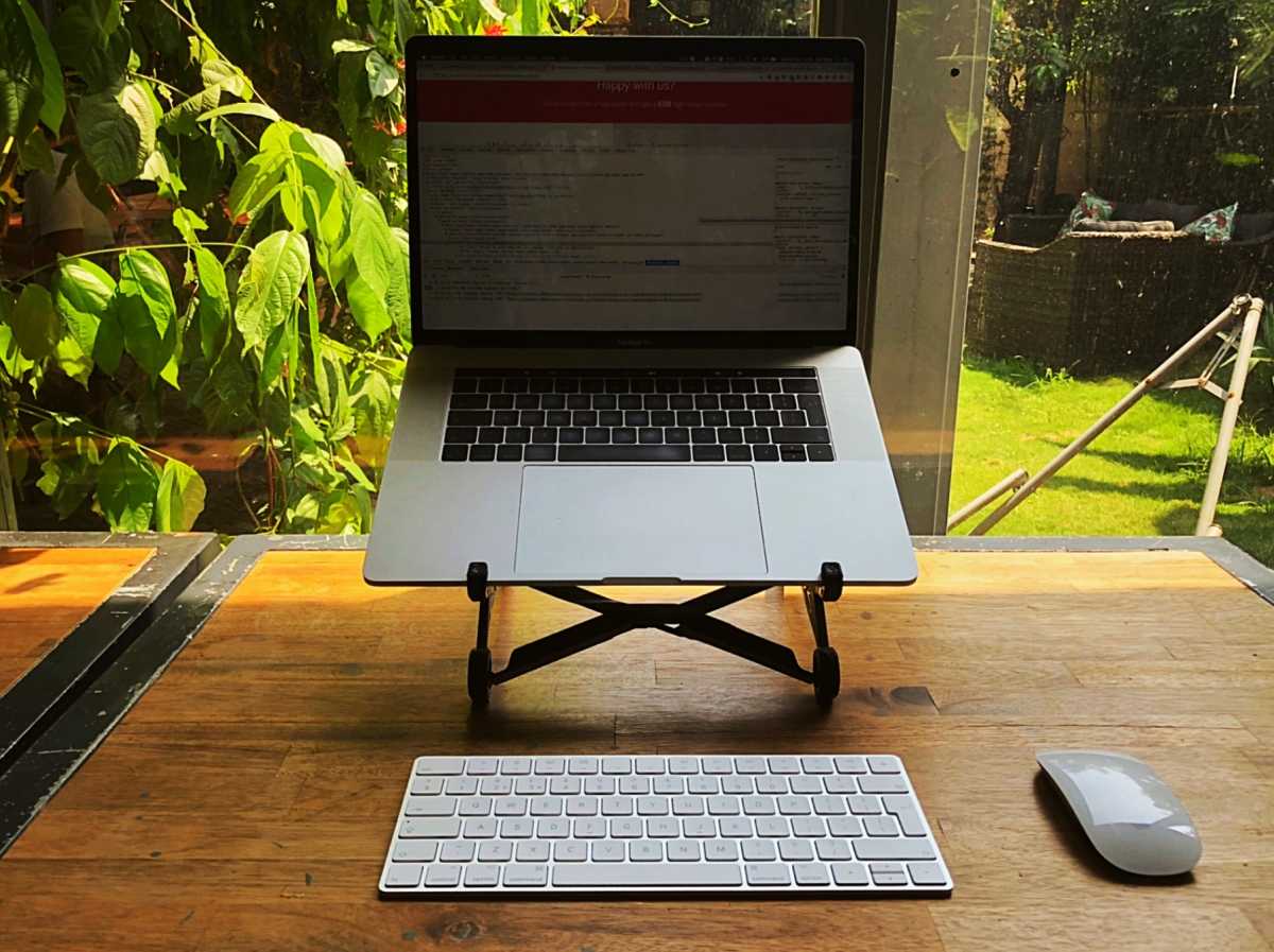 Roost laptop stand in action