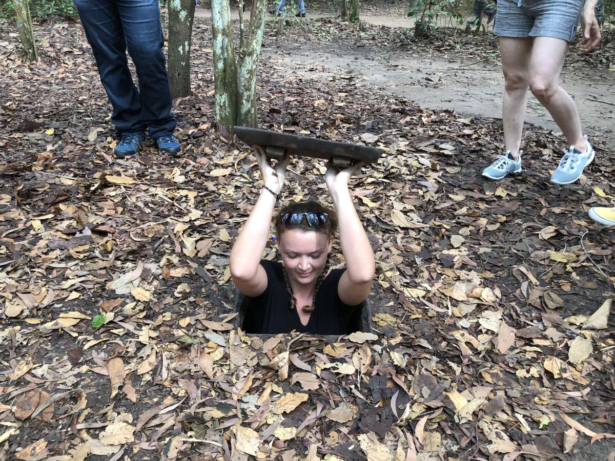 While visiting the Cu Chi Tunnels While visiting the Cu Chi Tunnels
