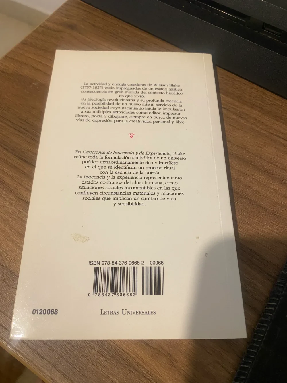 Canciones de inocencia y de experiencia - William Blake - detalle 2 - libro usado