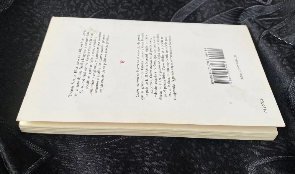Cuatro cuartetos - Thomas Stearns Eliot - detalle 3 - libro usado