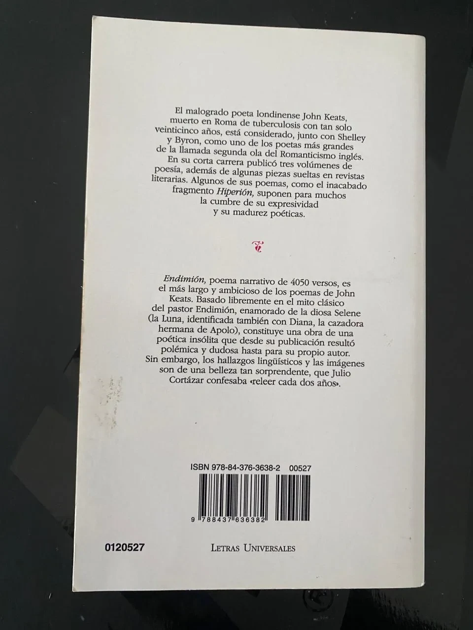 Endimión - John Keats - detalle 2 - libro usado