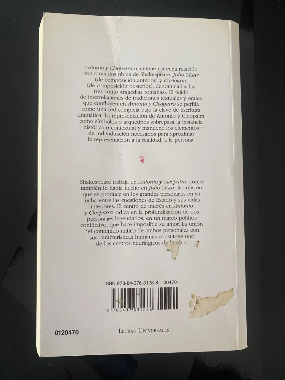 Antonio y Cleopatra - William Shakespeare - detalle 2 - libro usado
